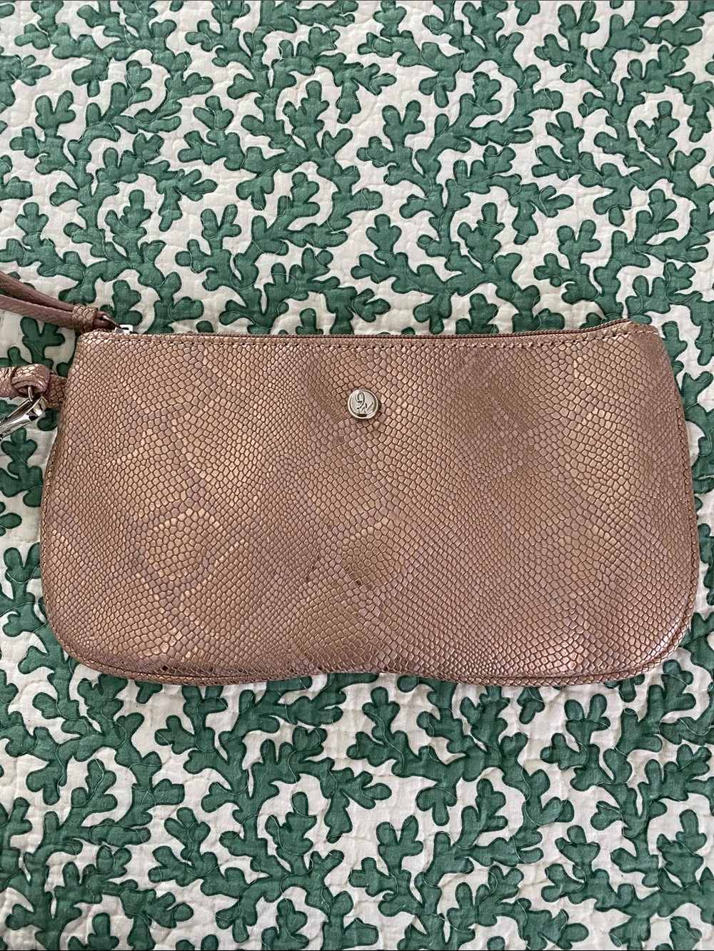 Nine West Rose Gold Metallic Snakeskin Wristlet Clutch